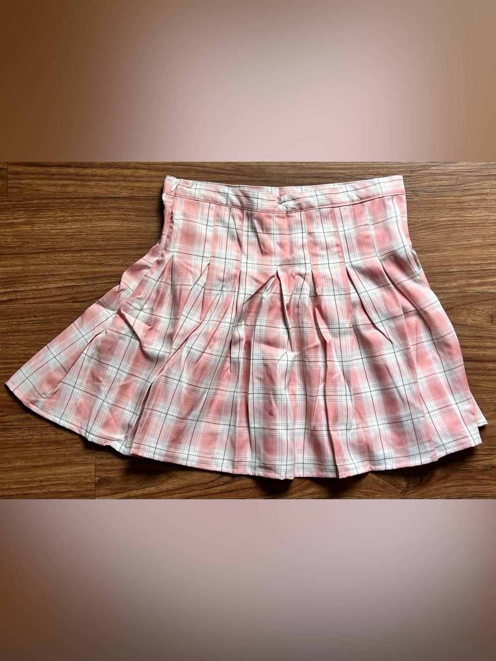 Women's Pink Plaid Pleated Skirt